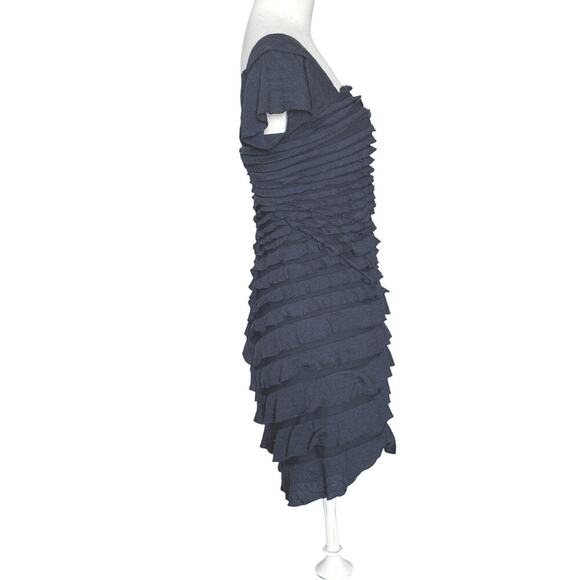 NWT M.S.S.P. Navy Ruffle Bodycon Mini Dress Size S Stretch - Picture 2 of 12